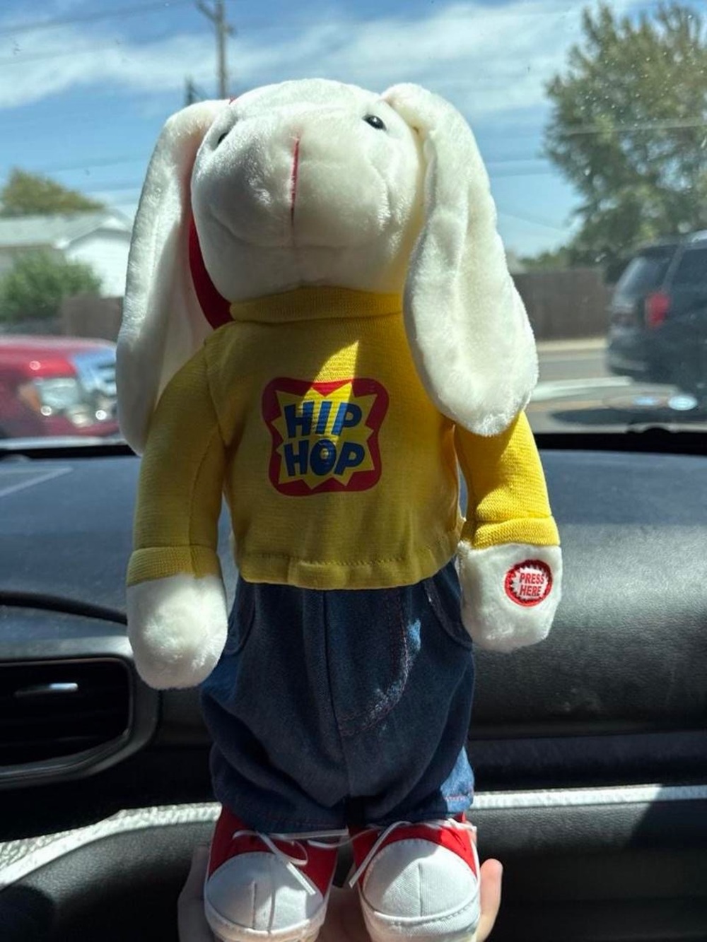 Avon White Bunny Plush in Yellow 'Hip Hop' Shirt and Blue Pants